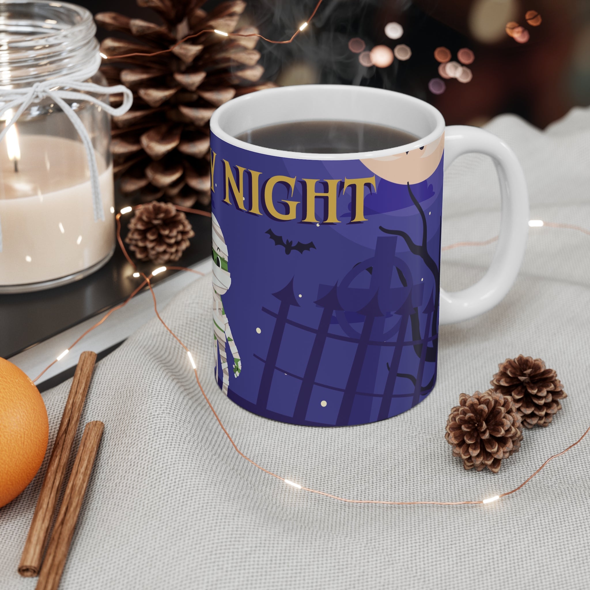 Spooky Night with Mummy in Graveyard | Halloween | Mug